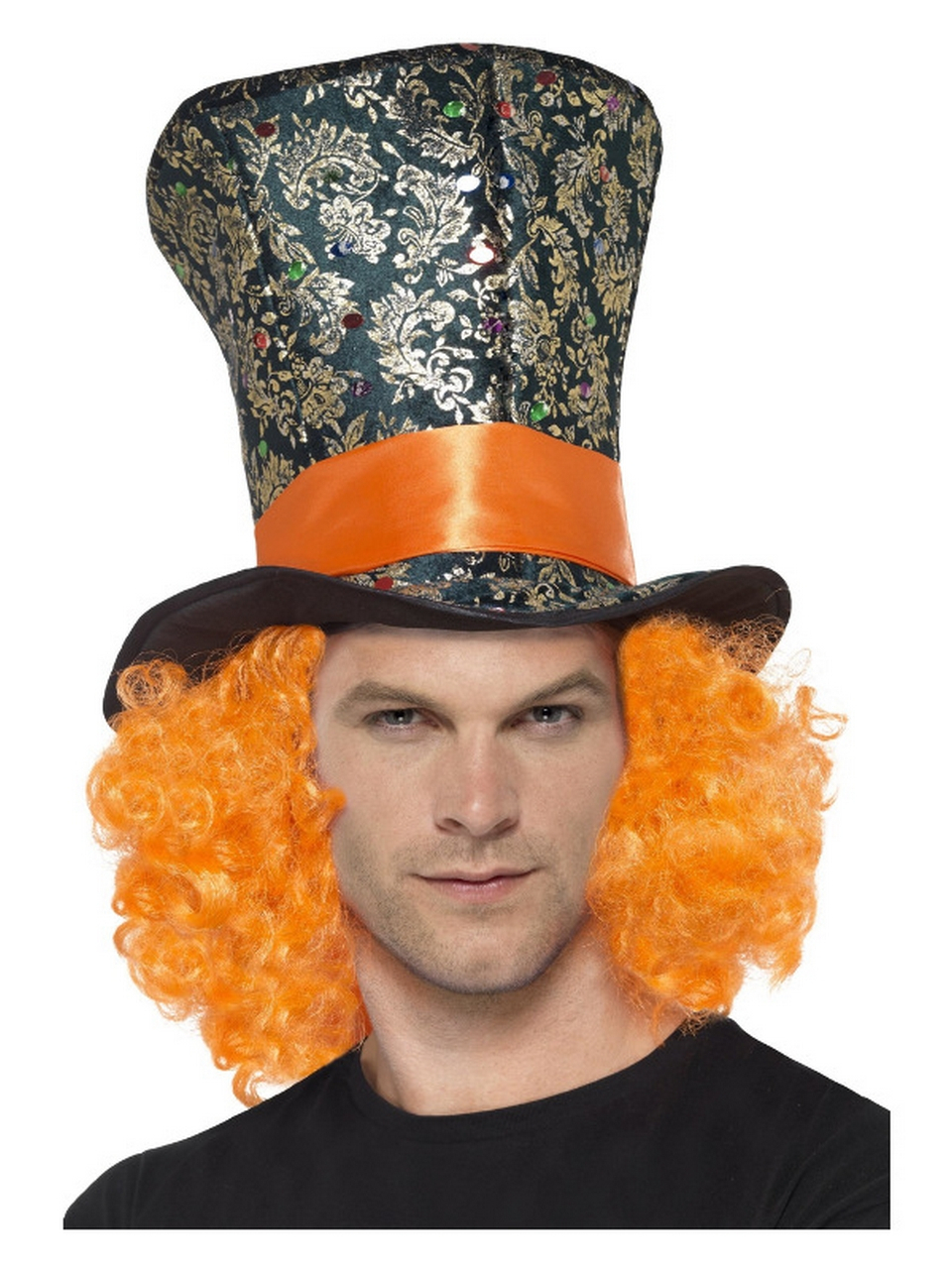 Mad Hatter Hut Mit Orangefarbenem Haar