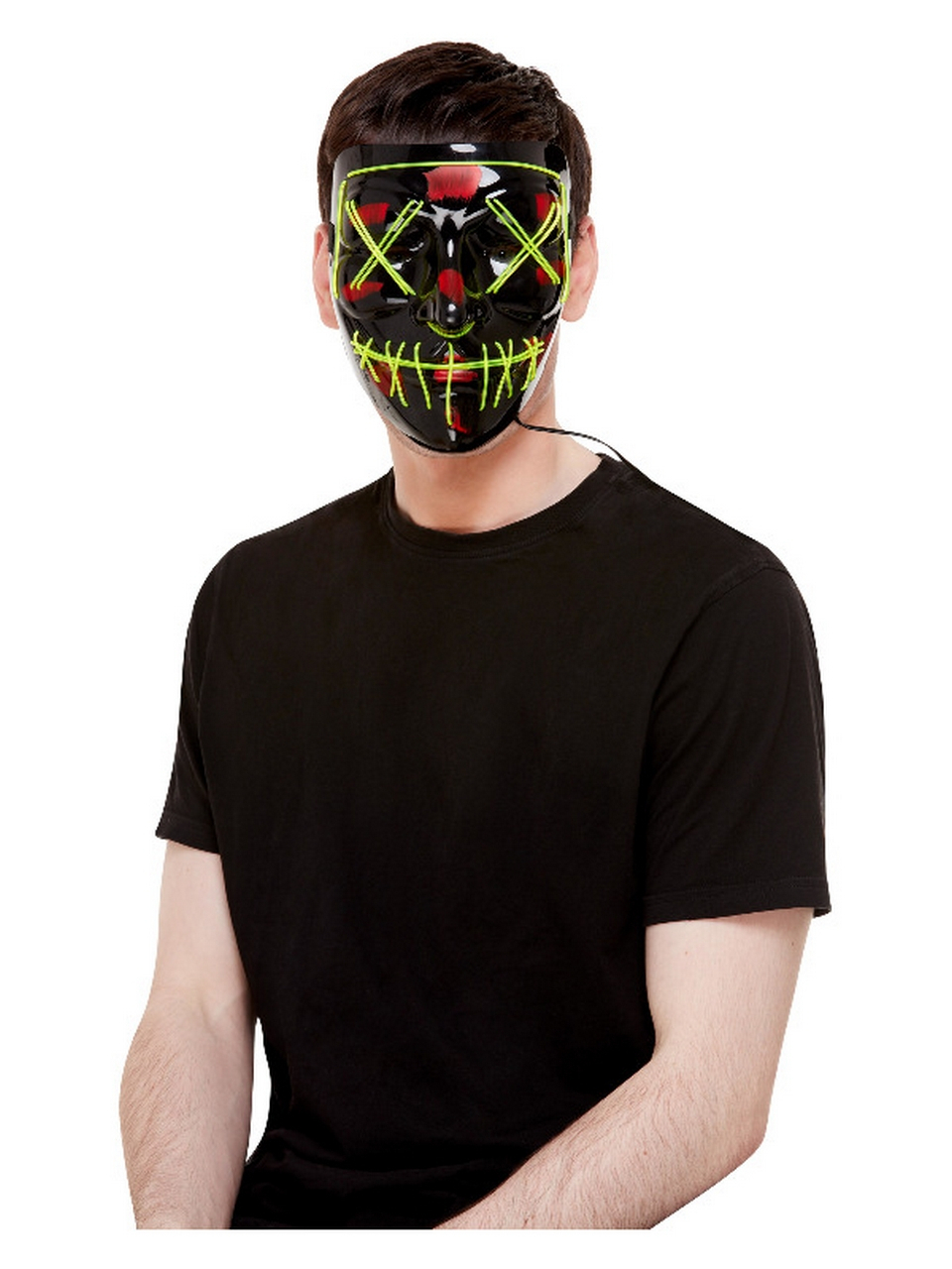 Stichgesichtsmaske Die Säuberung Leuchtend Schwarz Mit Neon