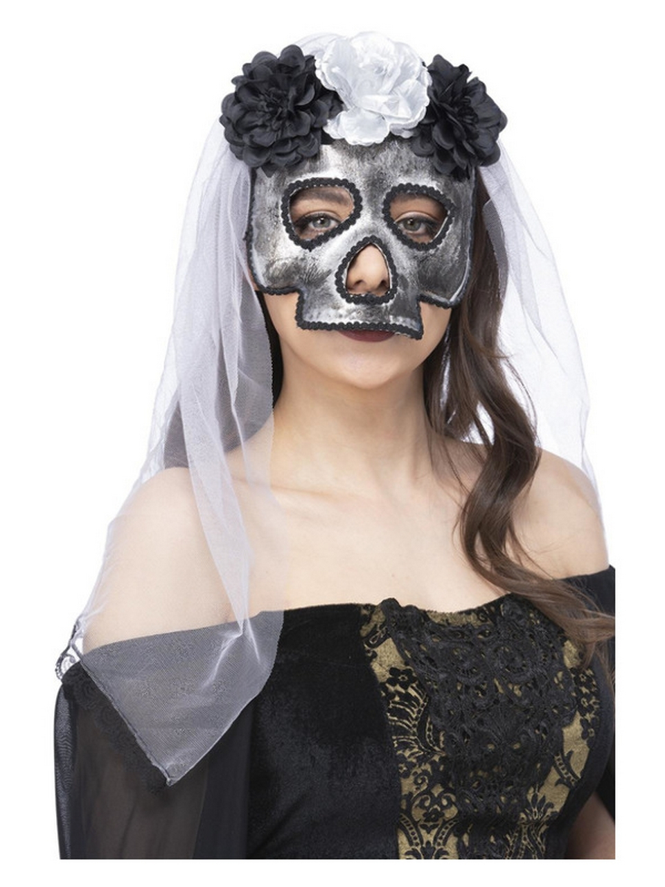 Todesbrautmaske Schwarz Weiß