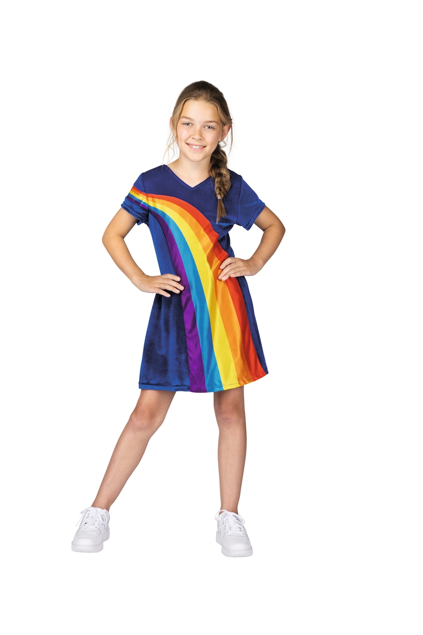 K3 Regenbogenkleid Blau Kostüm für Mädchen