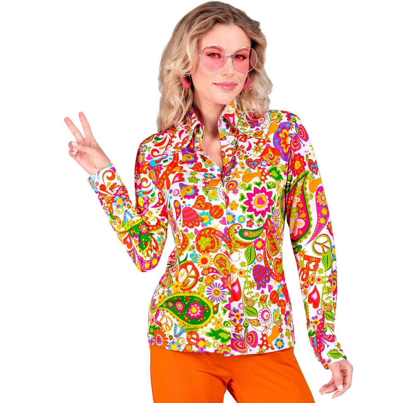 Super 60er Peace And Flower Shirt Damen