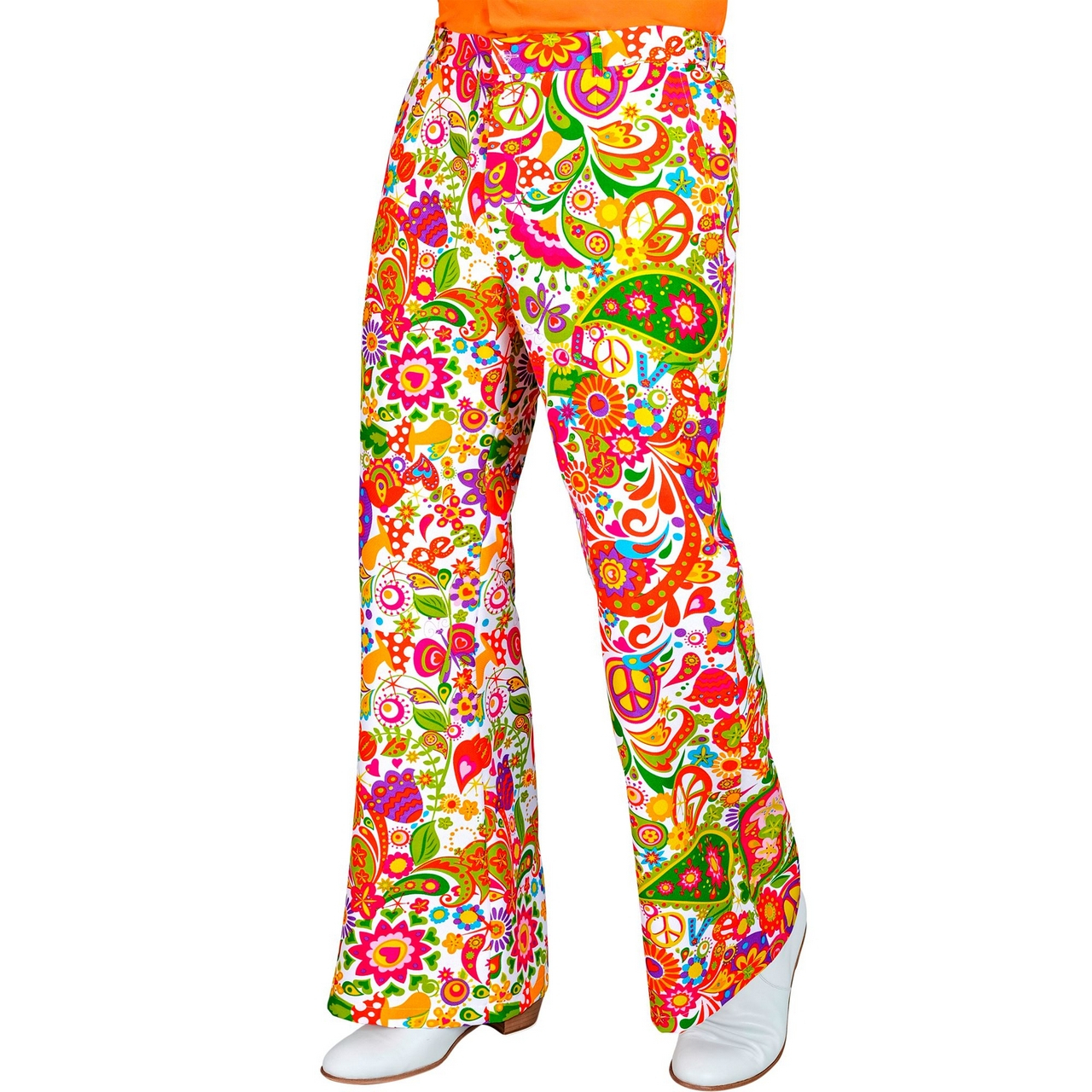 Super 60s Peace And Flower Hose Mit Weitem Bein Herren