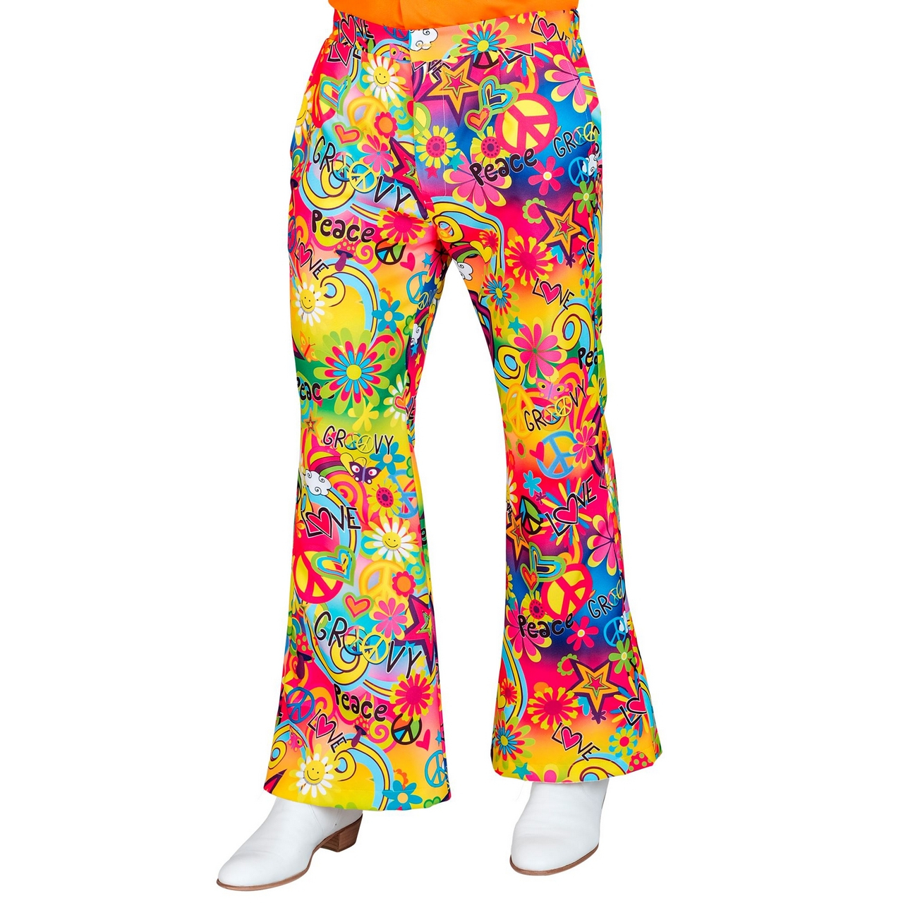 Super 60s Peace And Love Hose Mit Weitem Bein Herren