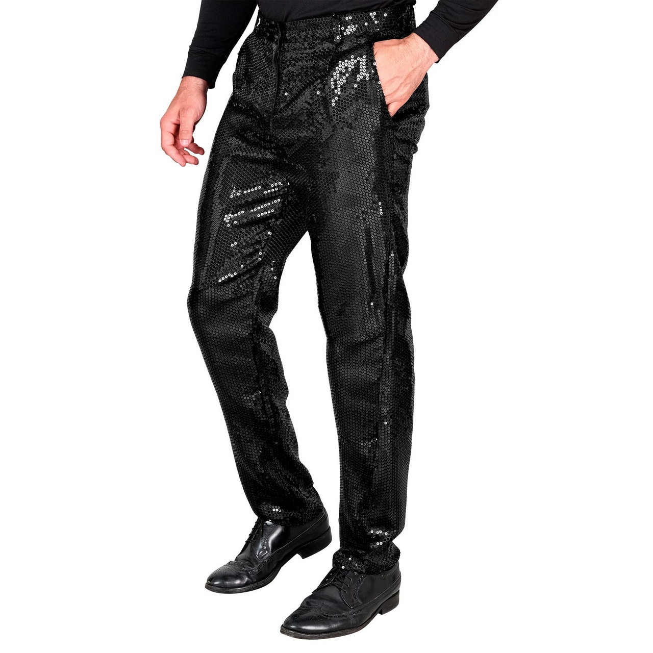 Glänzende Paillettenhose Schwarz Herren