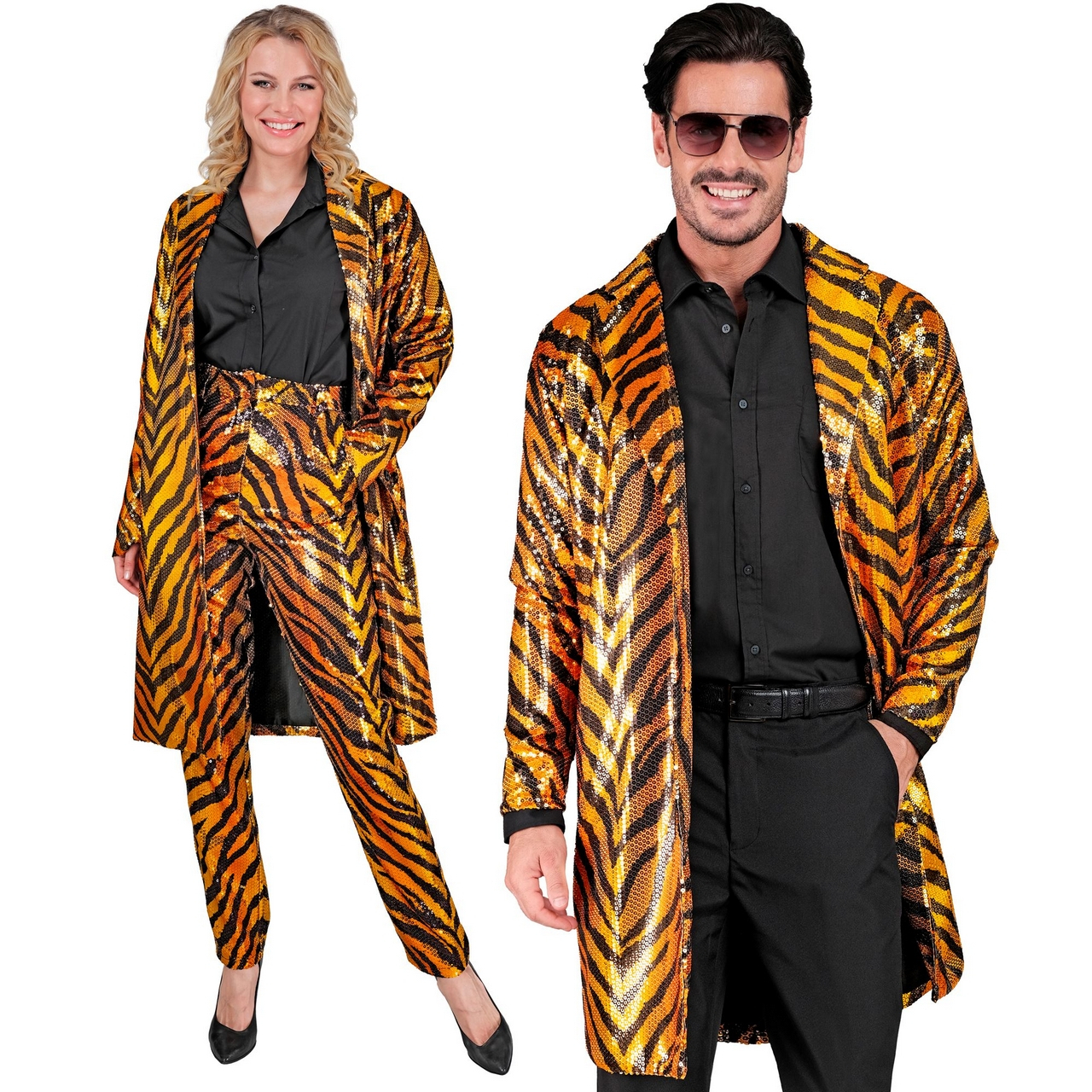 Wilde Partyjacke Mit Tiger Blitz Pailletten Unisex