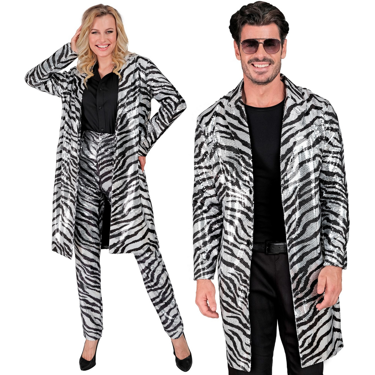 Glänzende Streifen Pailletten Jacke Zebra Unisex