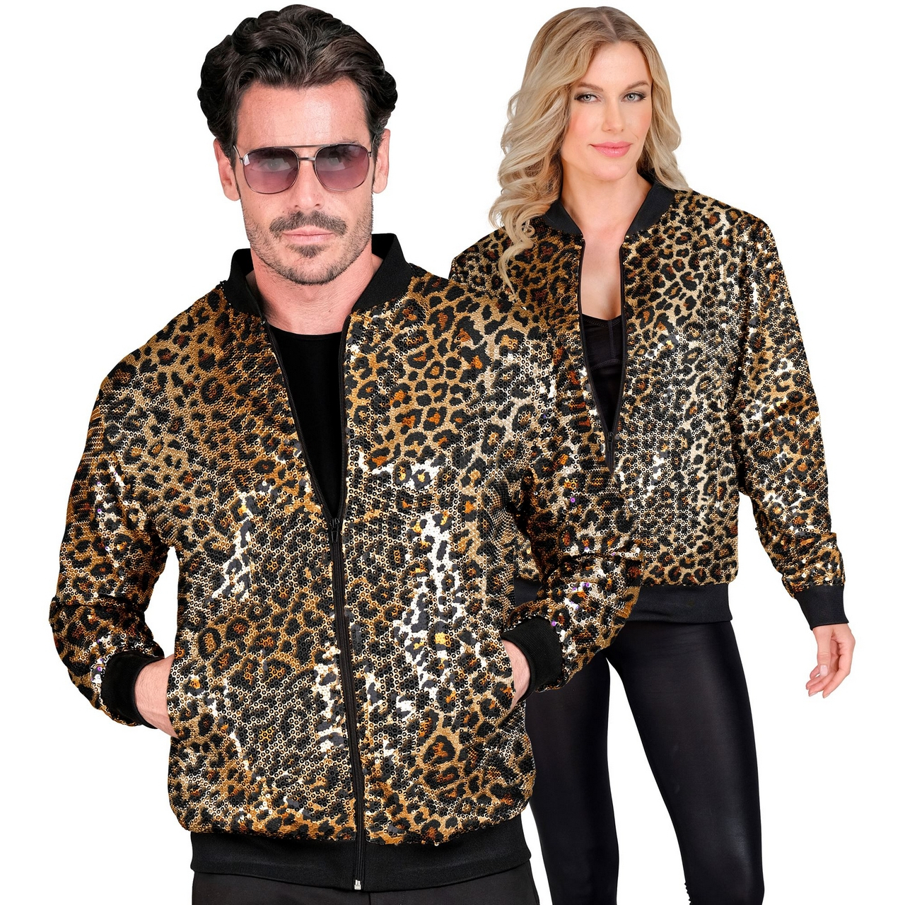 Bomberjacke Paillettenjacke Leopard Wild Party Unisex