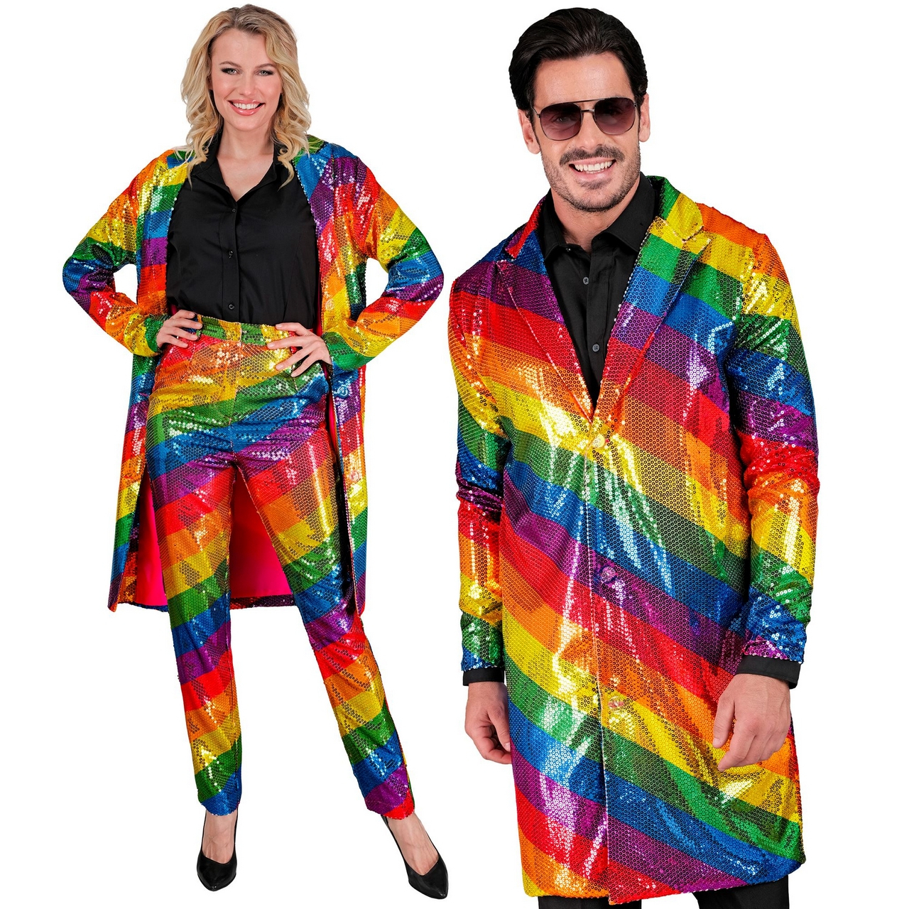 Jacke Mit Pailletten Und Regenbogenstreifen Unisex