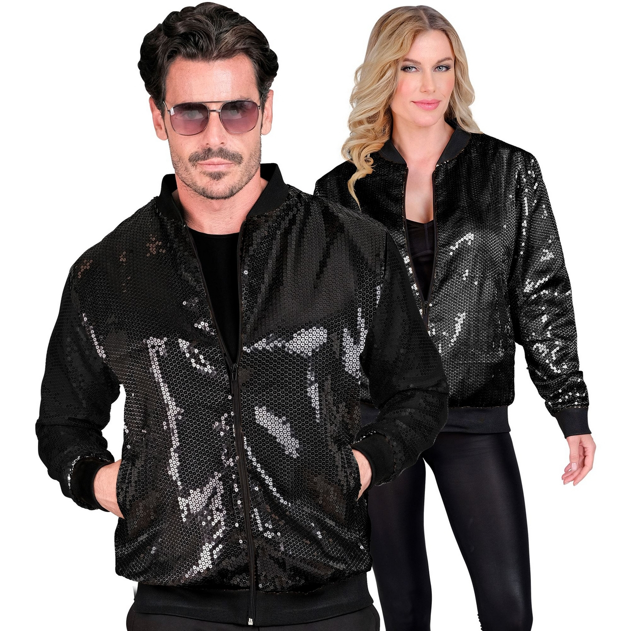 Bomberjacke Mit Pailletten In Schwarz Black Shimmer Unisex