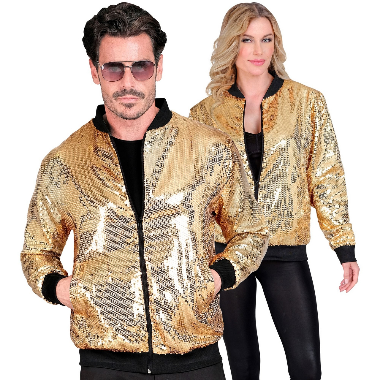 Bomberjacke Mit Pailletten Goldenem Glitzer Und Glamour Unisex