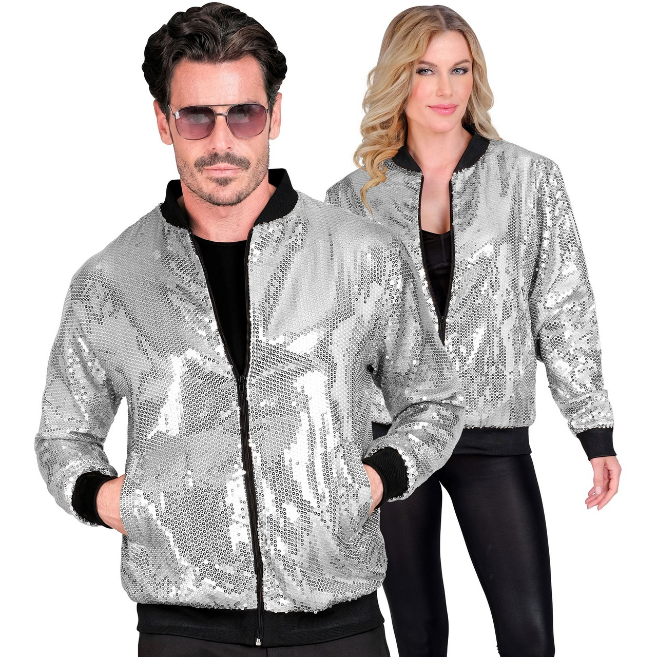 Bomberjacke Mit Pailletten Silver Glow Unisex