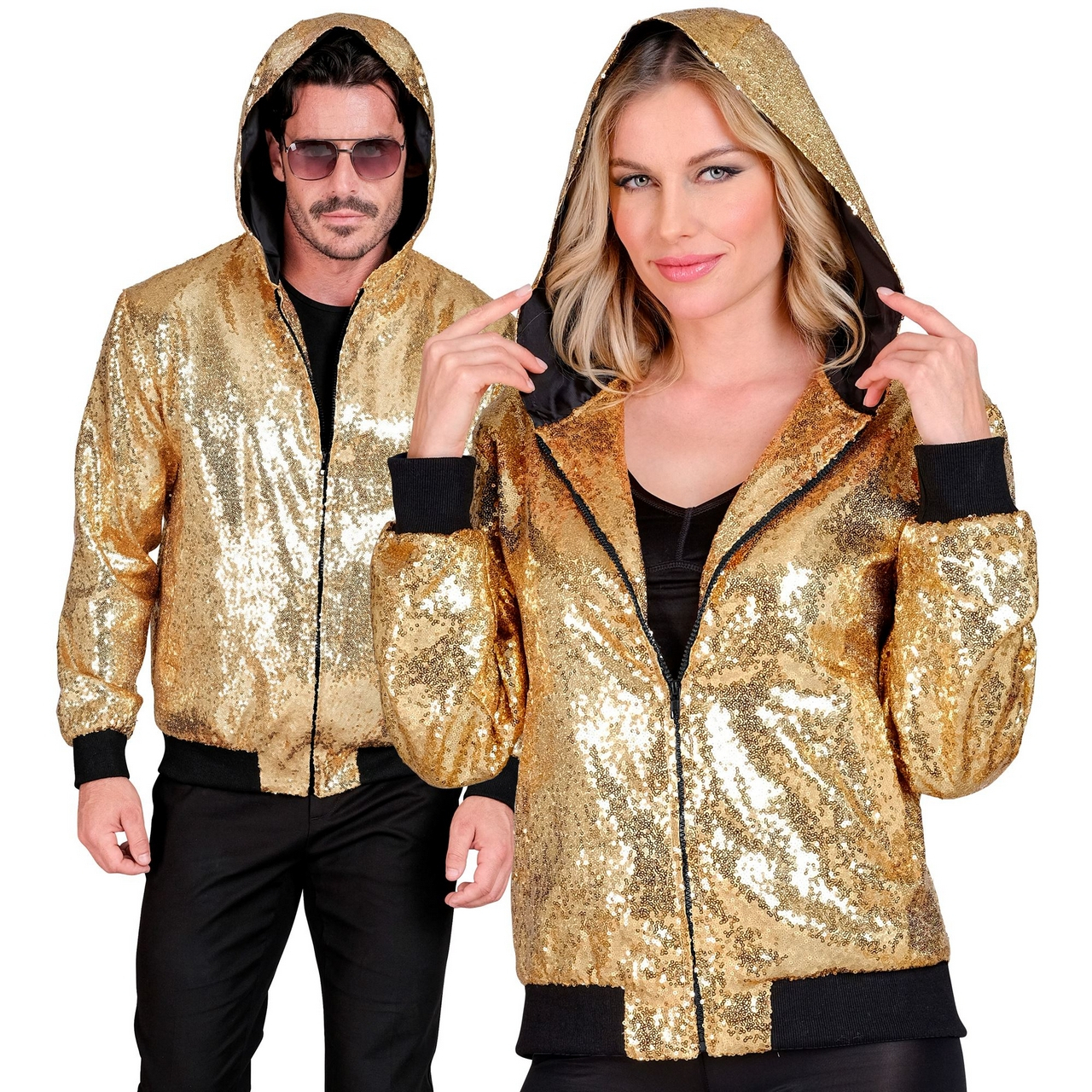 Paillettenjacke Mit Kapuze Gold Error Unisex