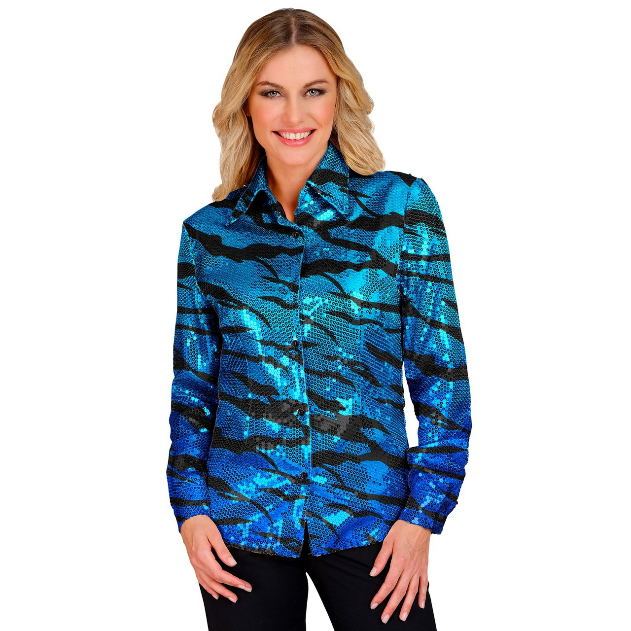 Paillettenbluse Avatar Blue Water Damen