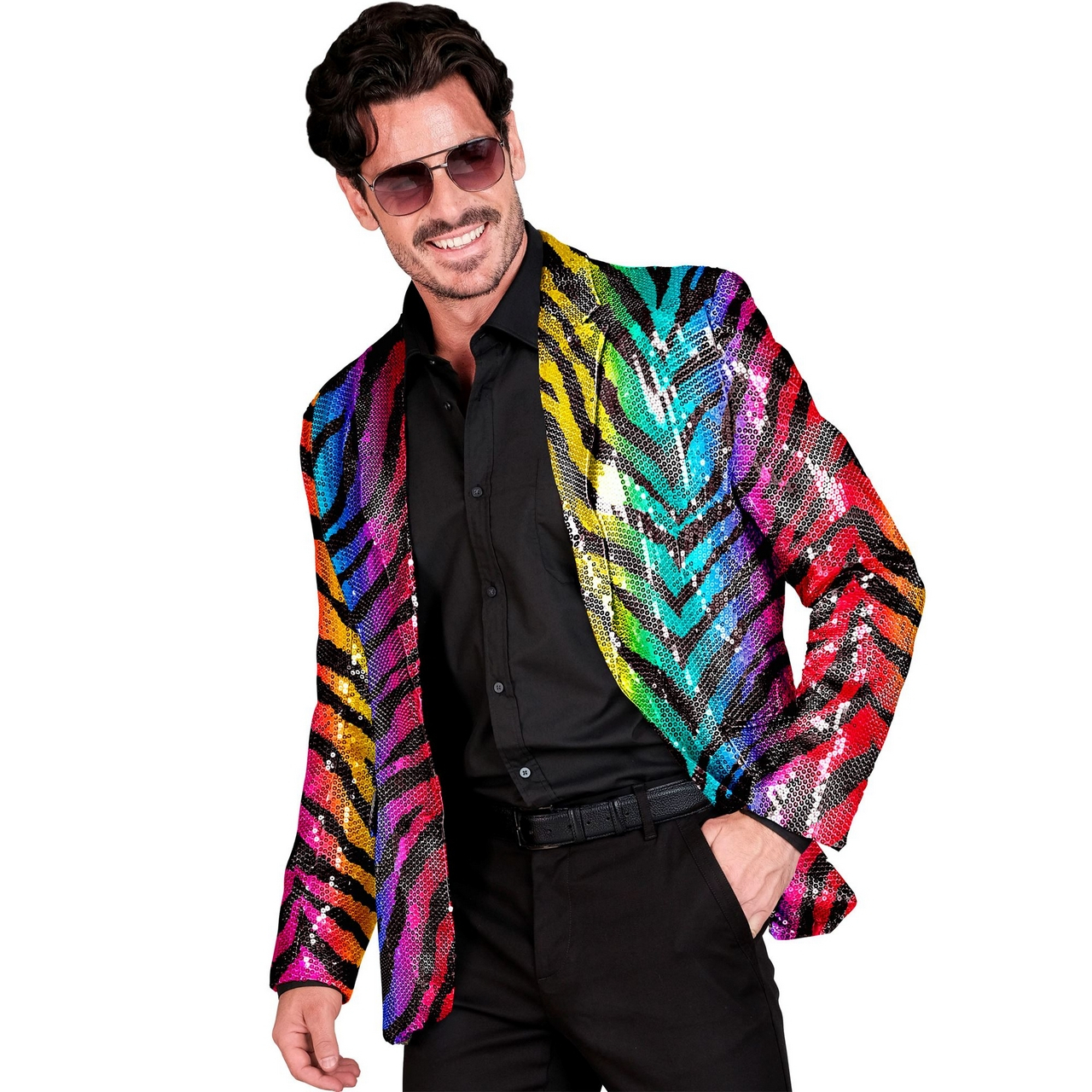 Paillettenjacke Wrong Rainbow Jungle Herren