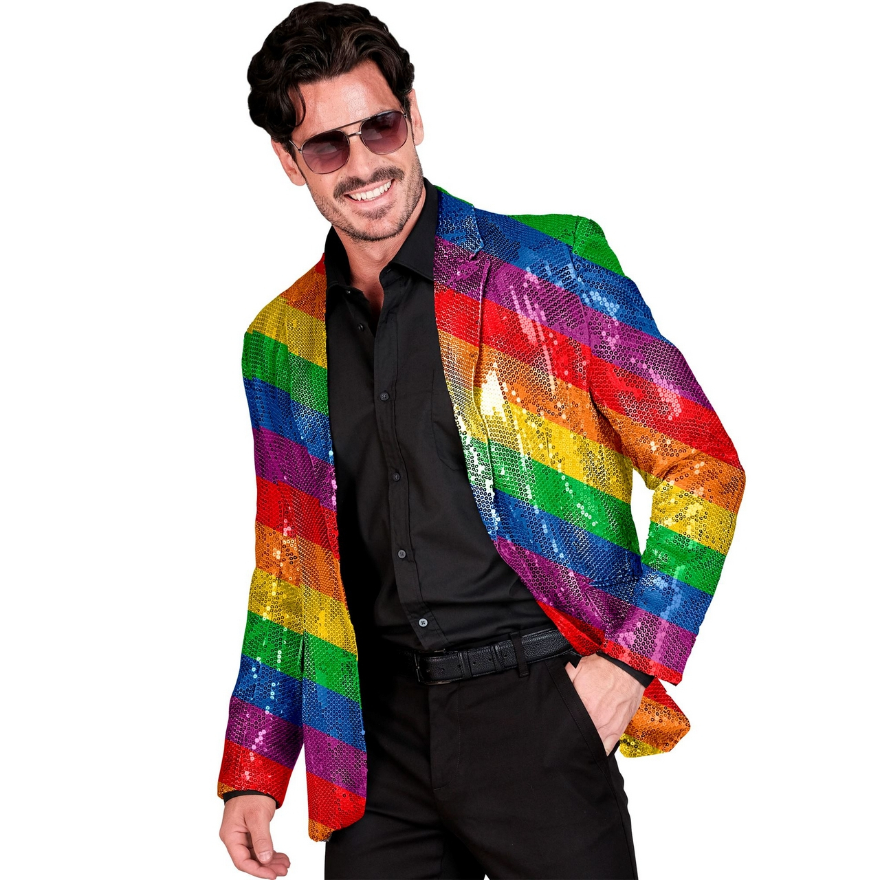 Partyjacke Mit Pailletten Und Regenbogenstreifen Herren