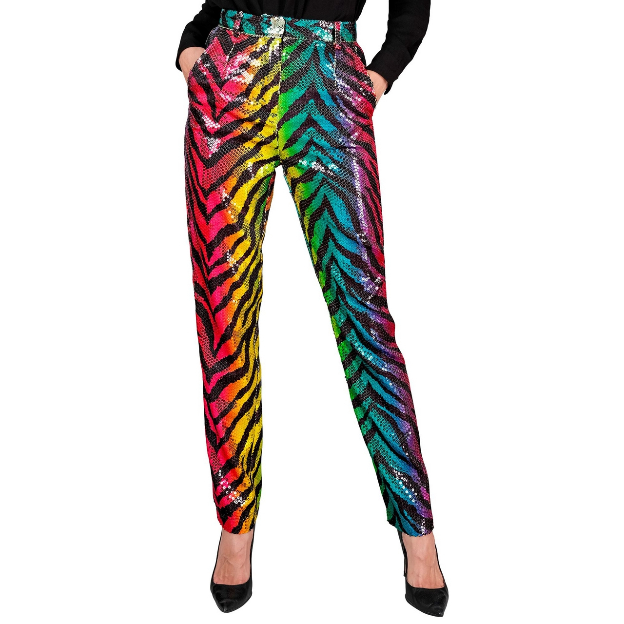 Regenbogen Tigerhose Mit Pailletten Damen