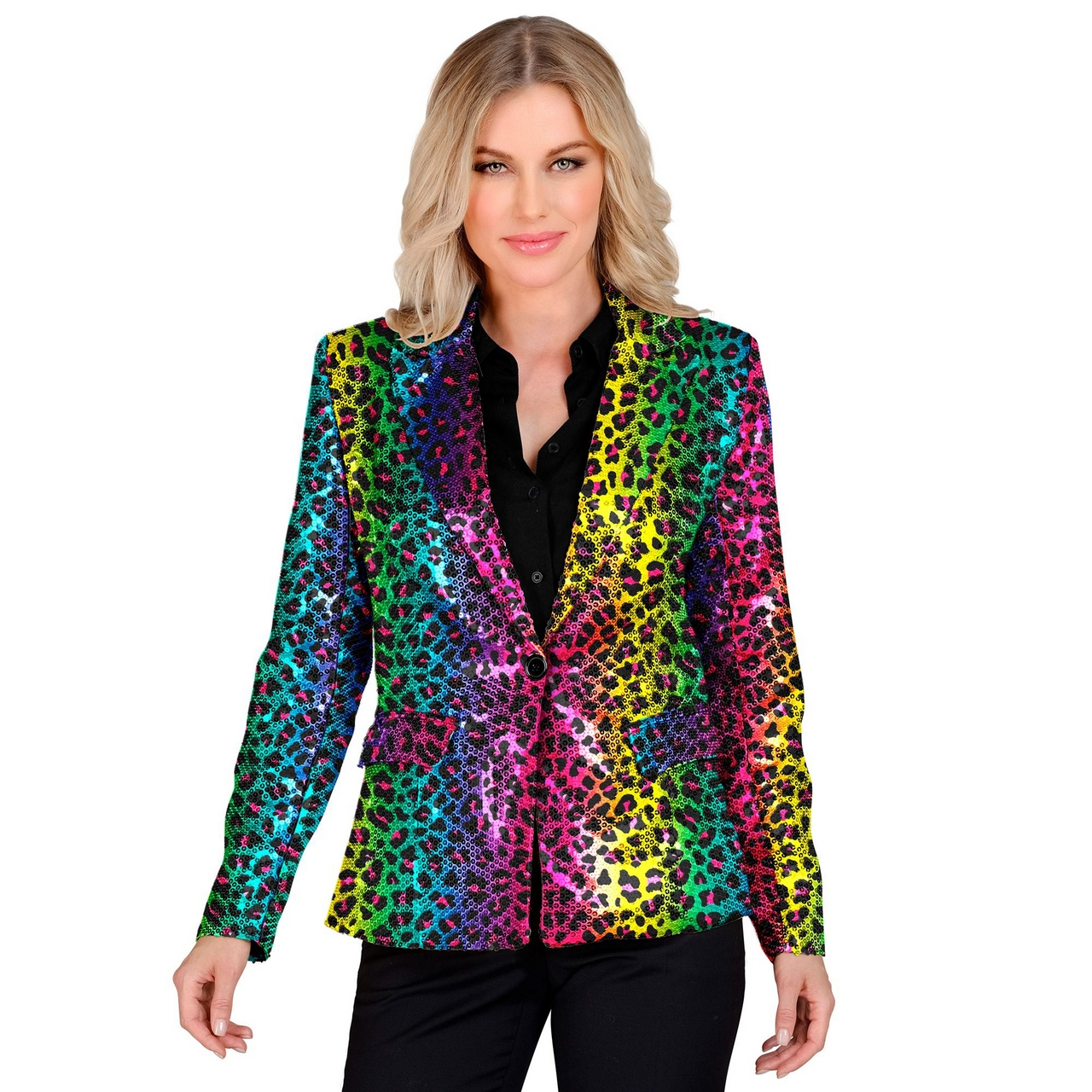 Paillettenblazer Regenbogen Dschungelspaß Damen