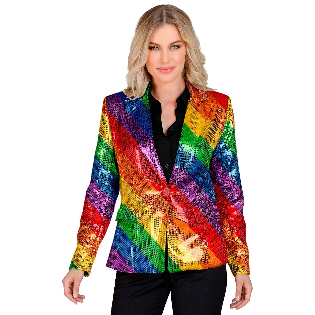 Paillettenblazer Regenbogenstreifen Damen