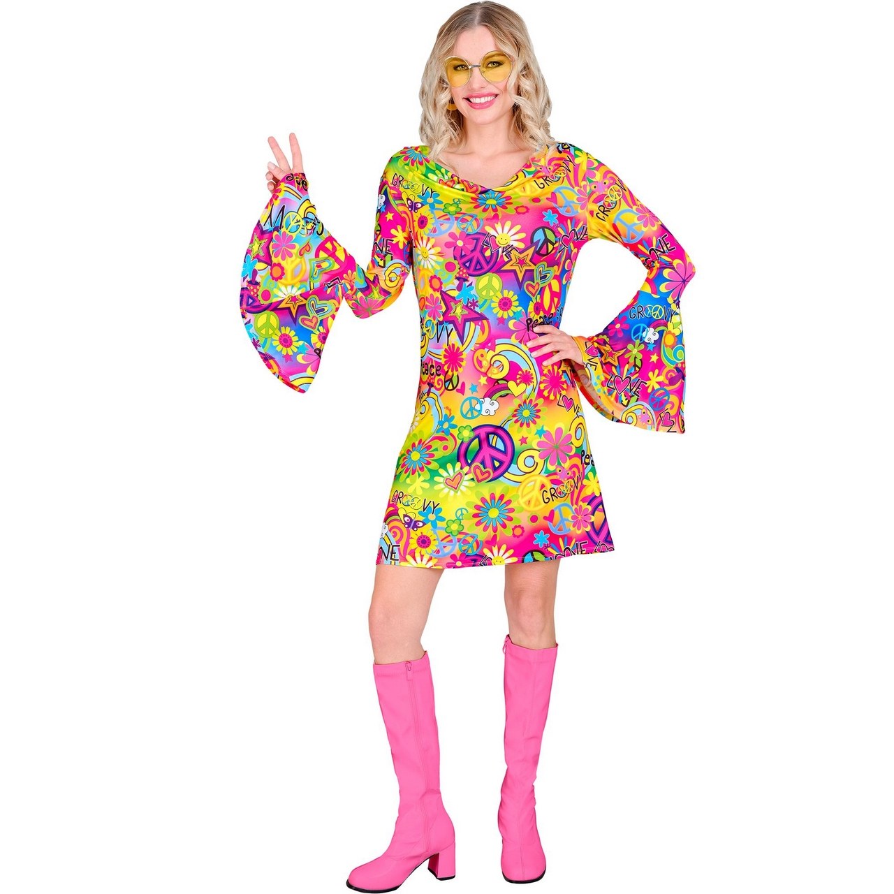 Super 60er Peace And Love Kleid Damen