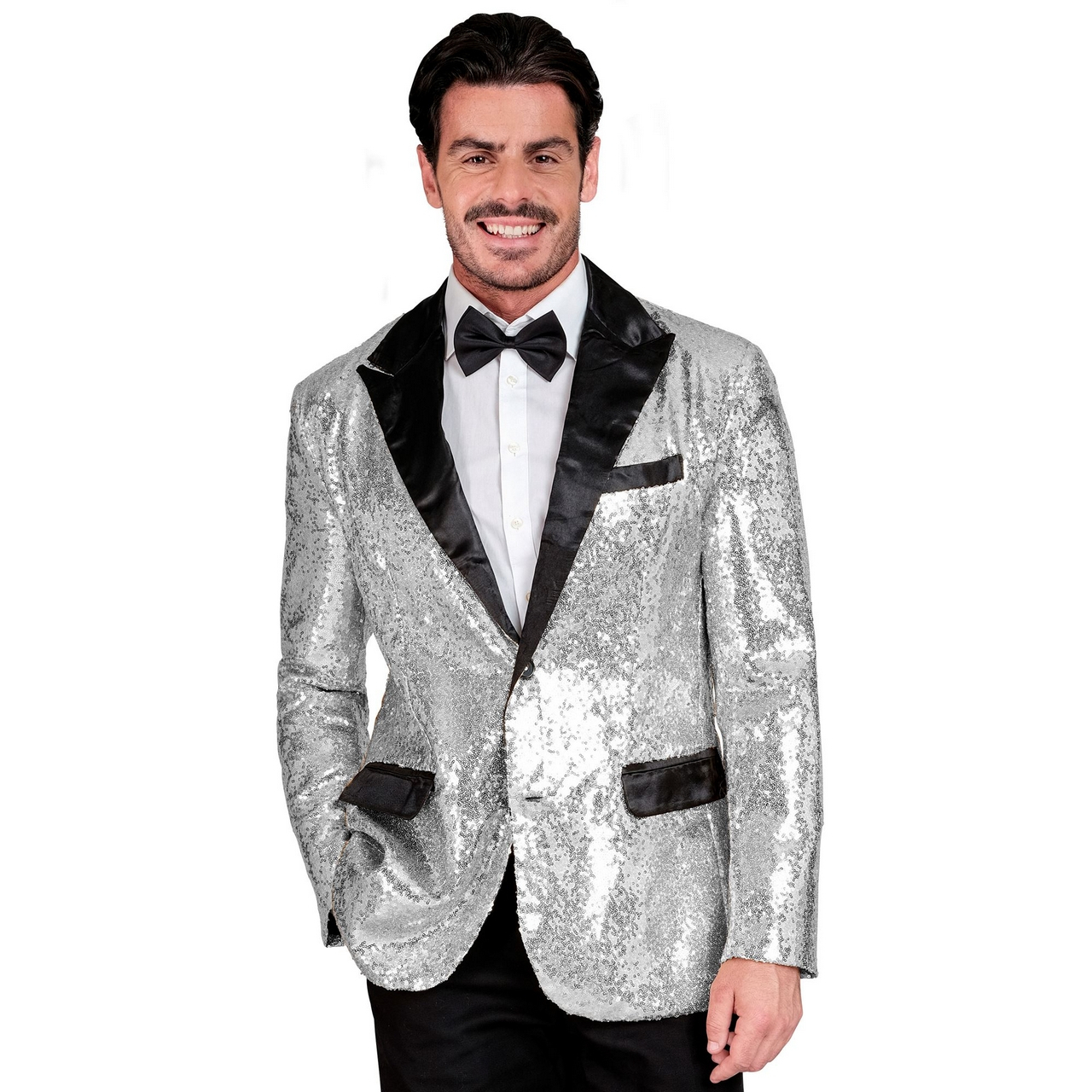 Showmaster Star Der Show Paillettenjacke Silber Herren