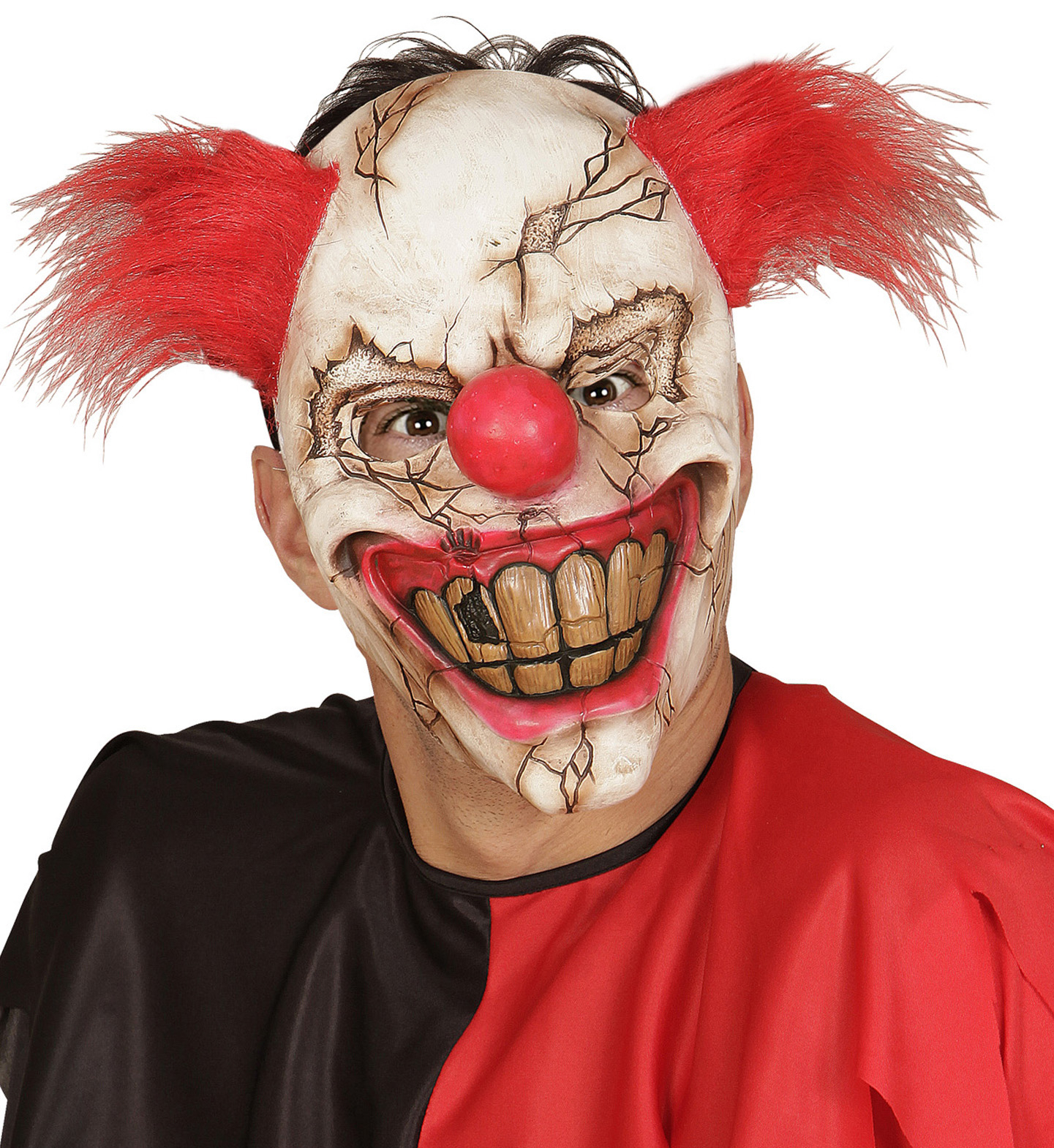 Schreckliche Halbe Face -Masken -Killerclown Mit Haaren