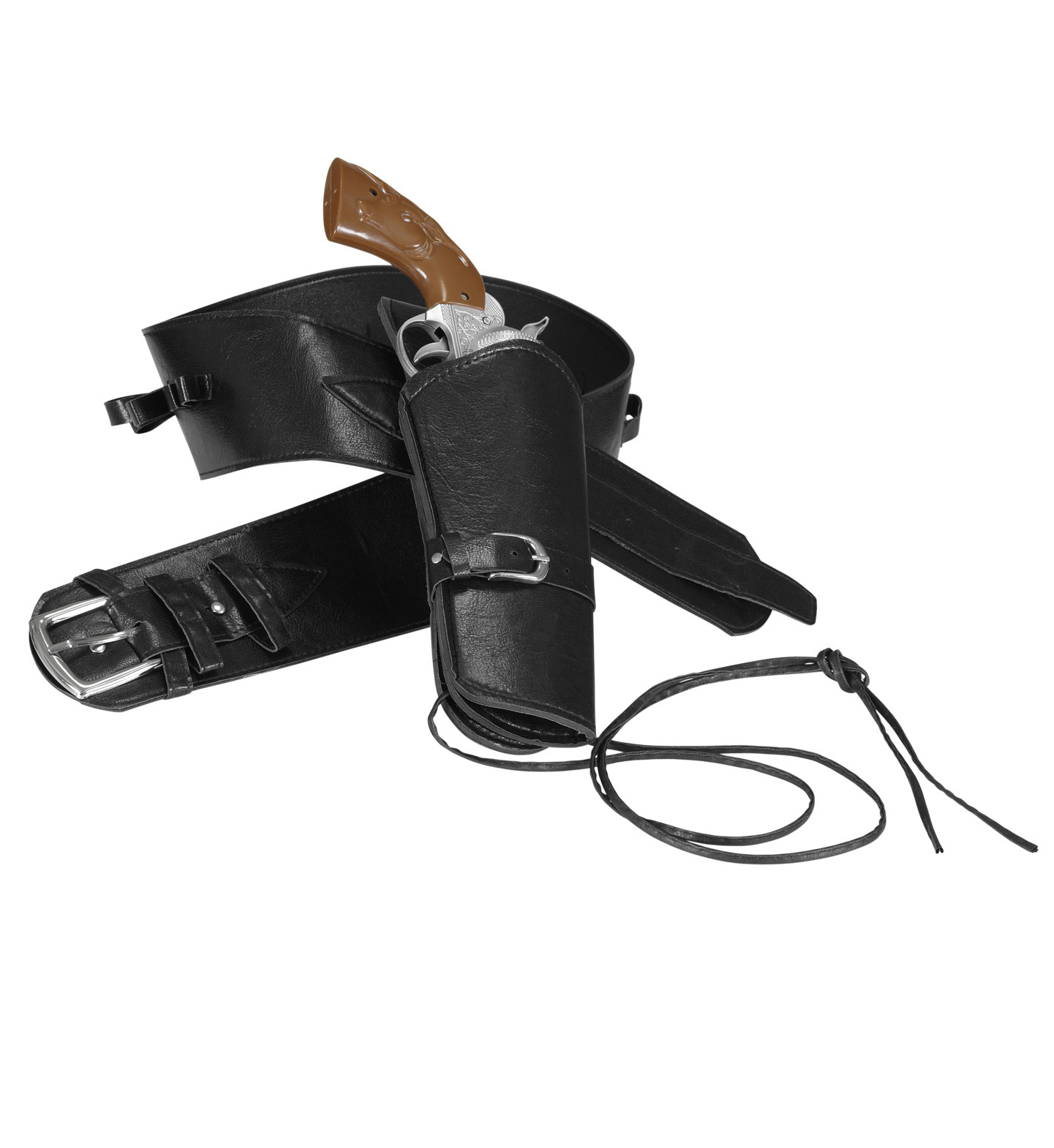 Popping Cowboy Western Holster Mit Gürtelleder -Look, Schwarz