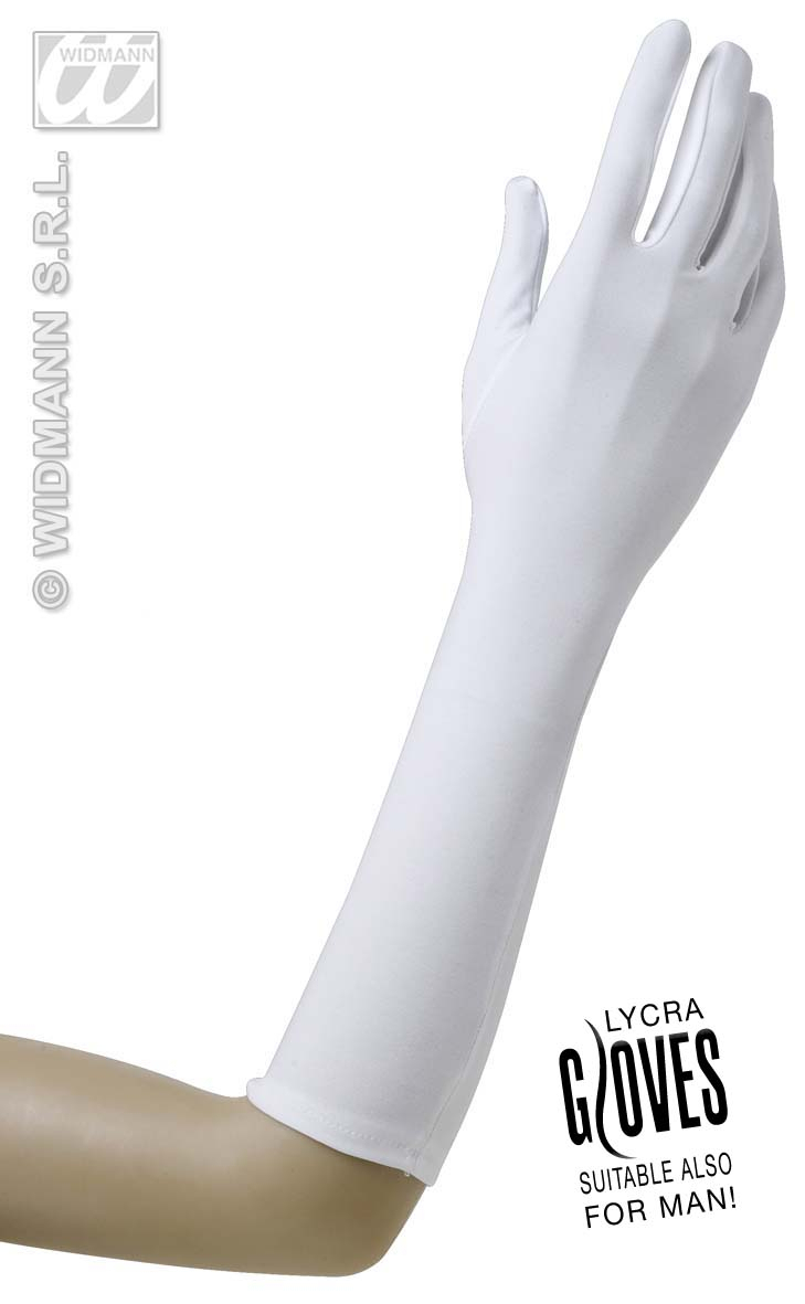 Handschuhe Lycra 37 Zentimeter Weiß