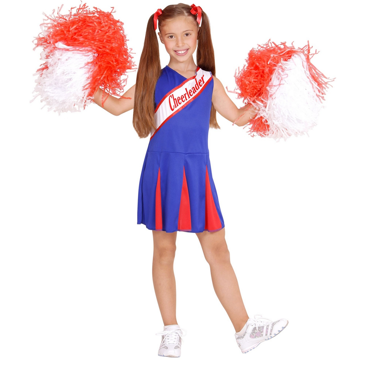 Amerikaner Cheerleader Blau / Rot Kostüm für Mädchen