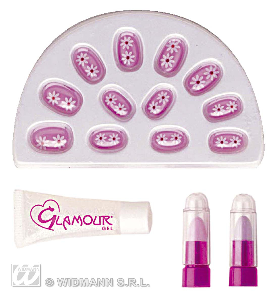 Glamour Mädchen Nagel Set + Lippenstift