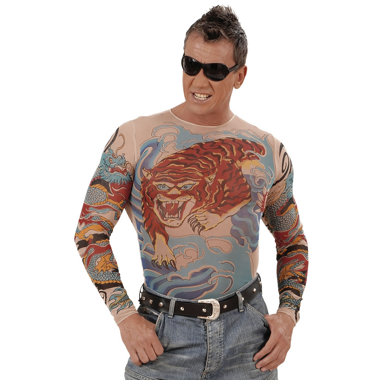 Tattoo Shirt Tiger Und Drache, Mann Herren