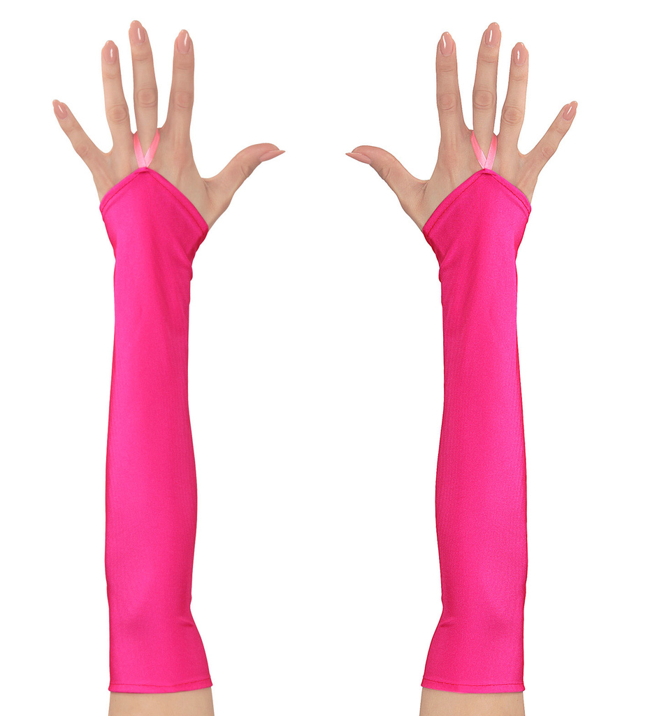 Achtzigern Fingerlose Handschuhe Satin, Neonrosa