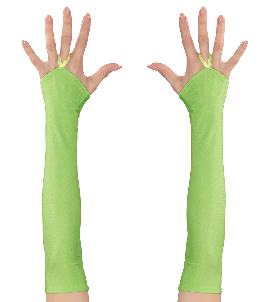 Achtzigern Fingerlose Handschuhe Satin, Neongrün