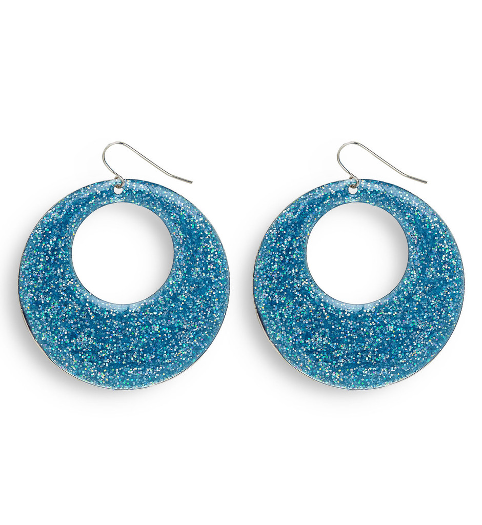 70s-80s Azure Glitter Ohrringe