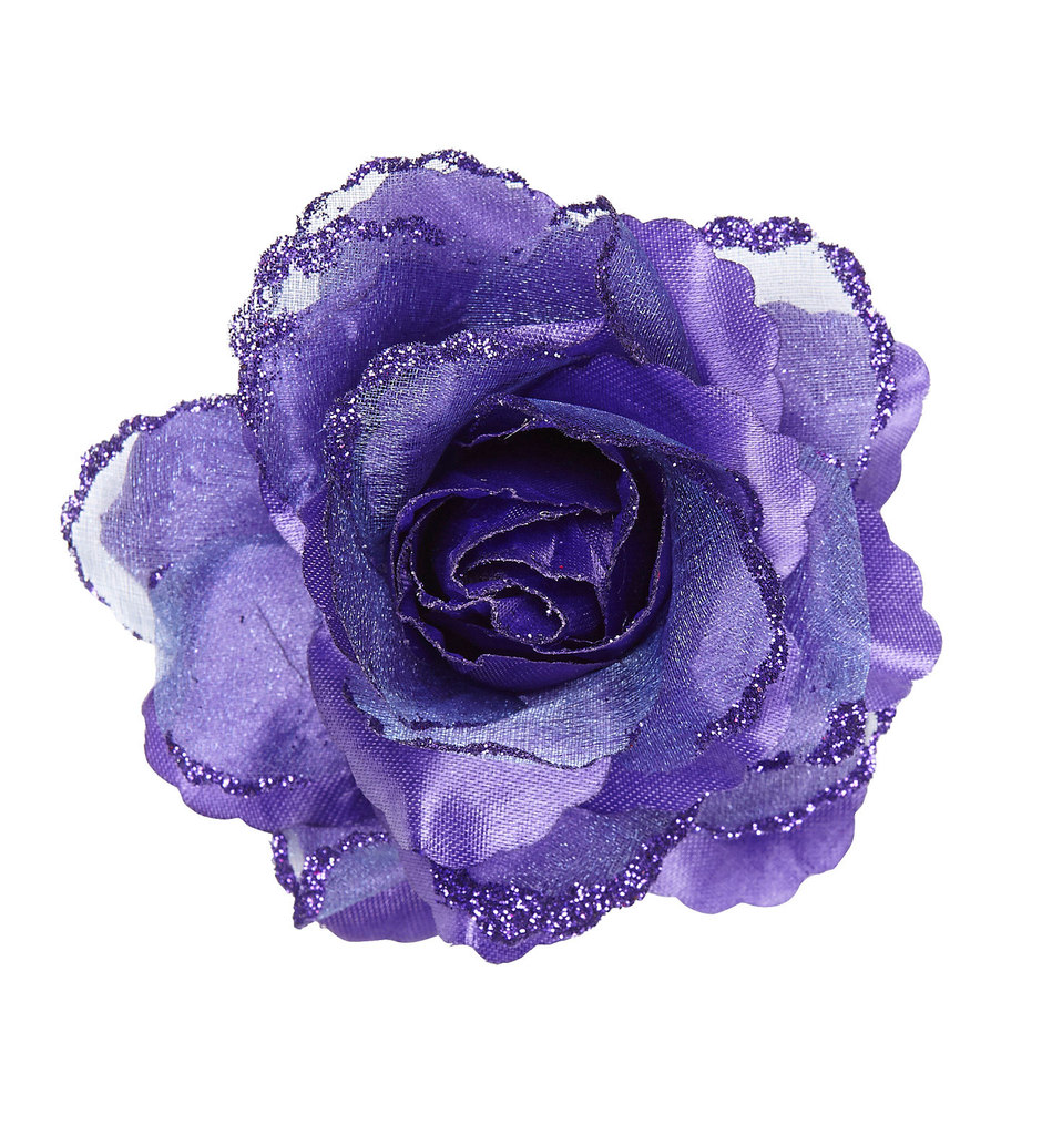 Tropical Hair Clip Purple Rose Mit Glitzer