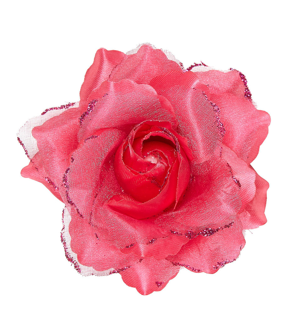 Tropical Hair Clip Rosa Rose Mit Glitzer