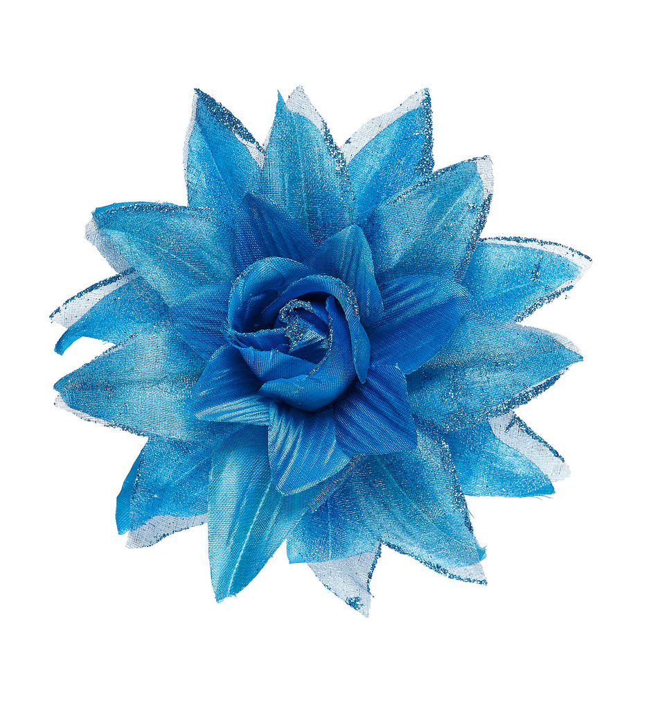 Tropische Haarclipblume Mit Glitzer, Azurblau