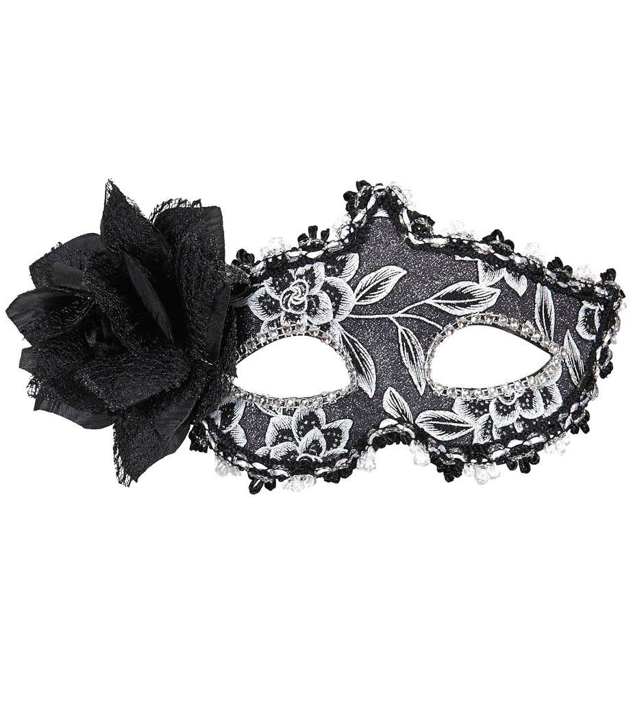 Missery Eye Maske Glitzerblumen Mit Schwarzer Rose