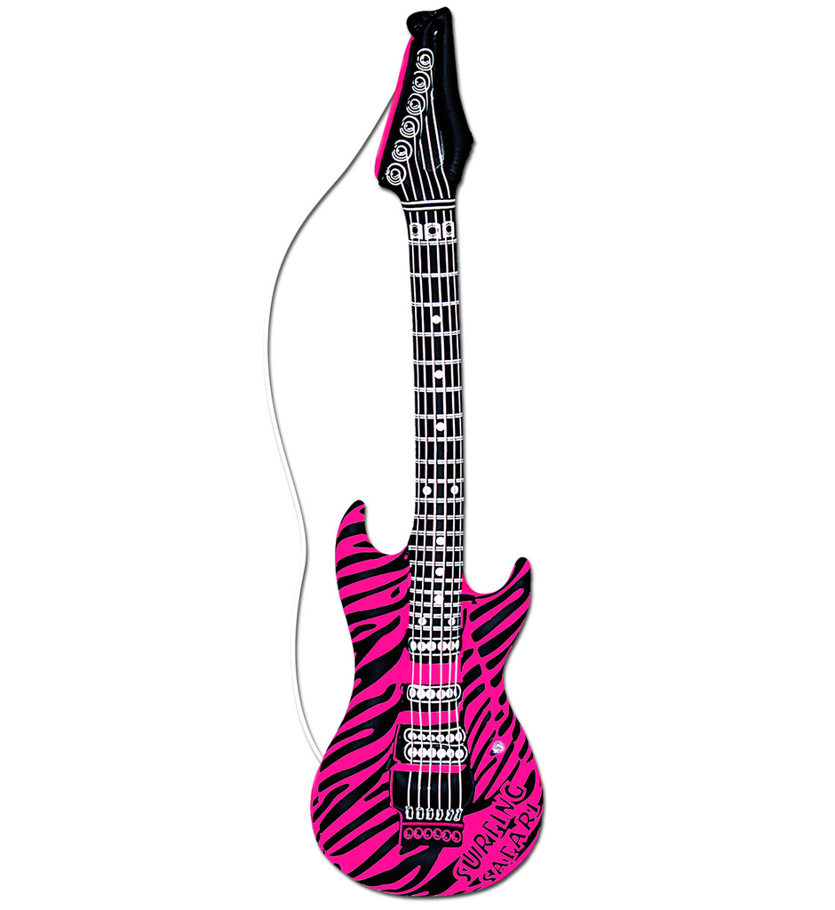 Lustige Aufblasbare Gitarre Zebra Rosa 105 Zentimeter