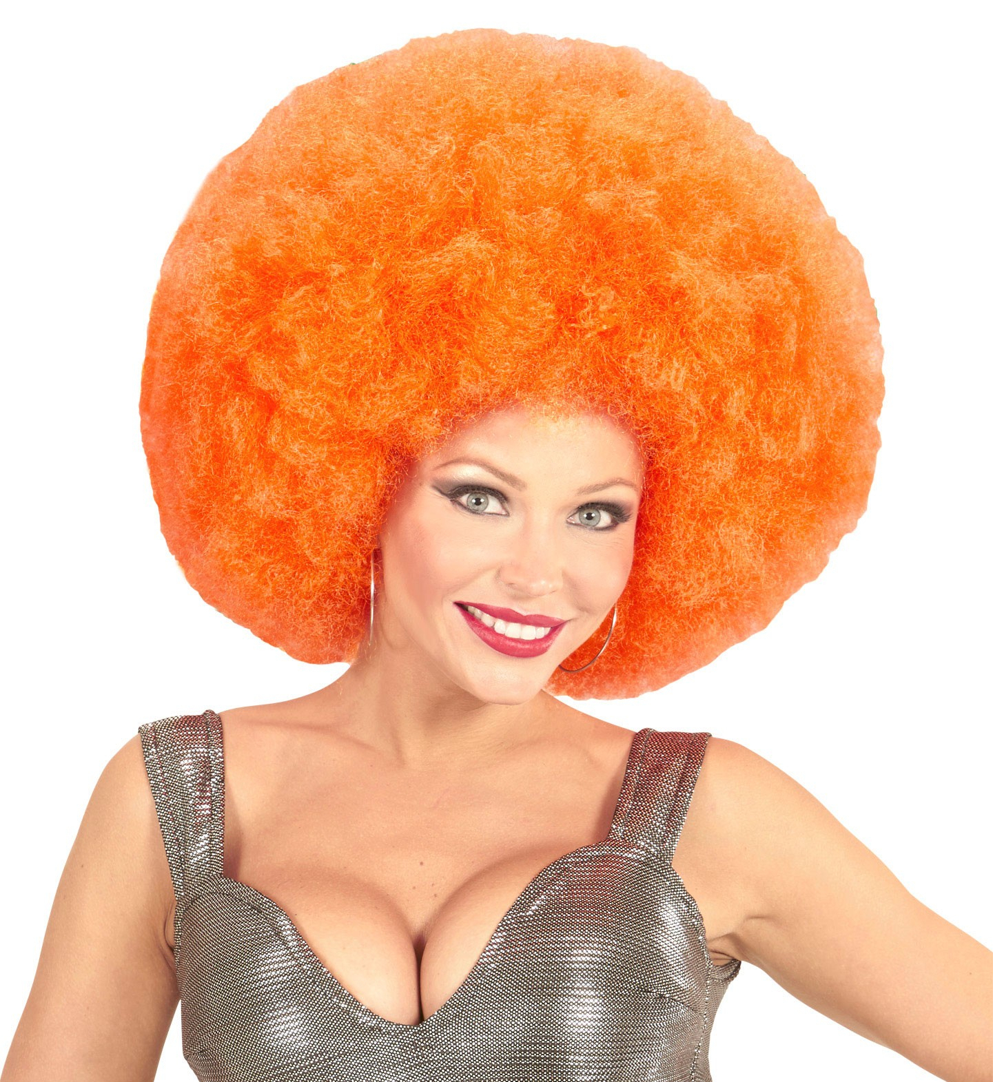 Seelendiva -Perücke, Afro Extra Großer Orange