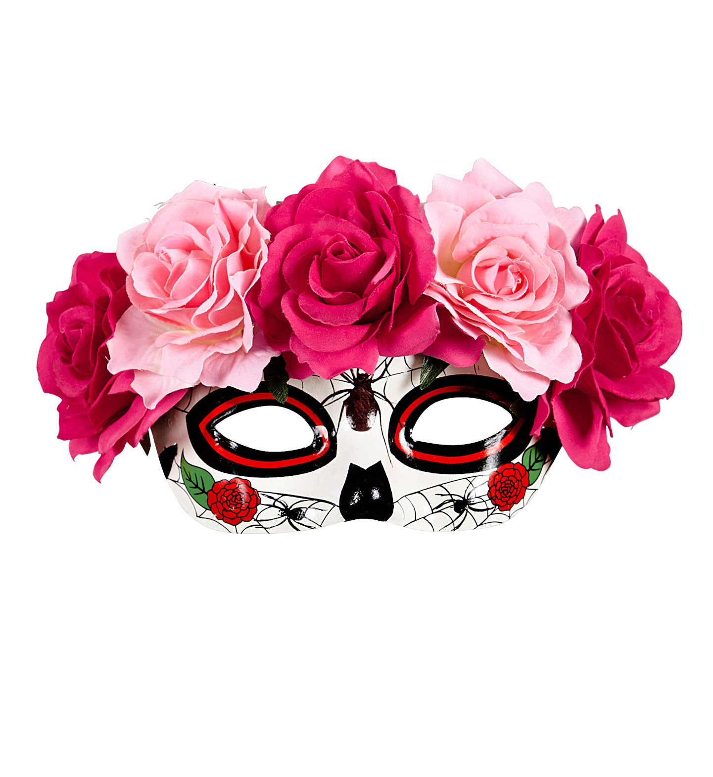 Acapulco Augenmaske Dia De Los Muertos Mit Roten / Rosa Rosen