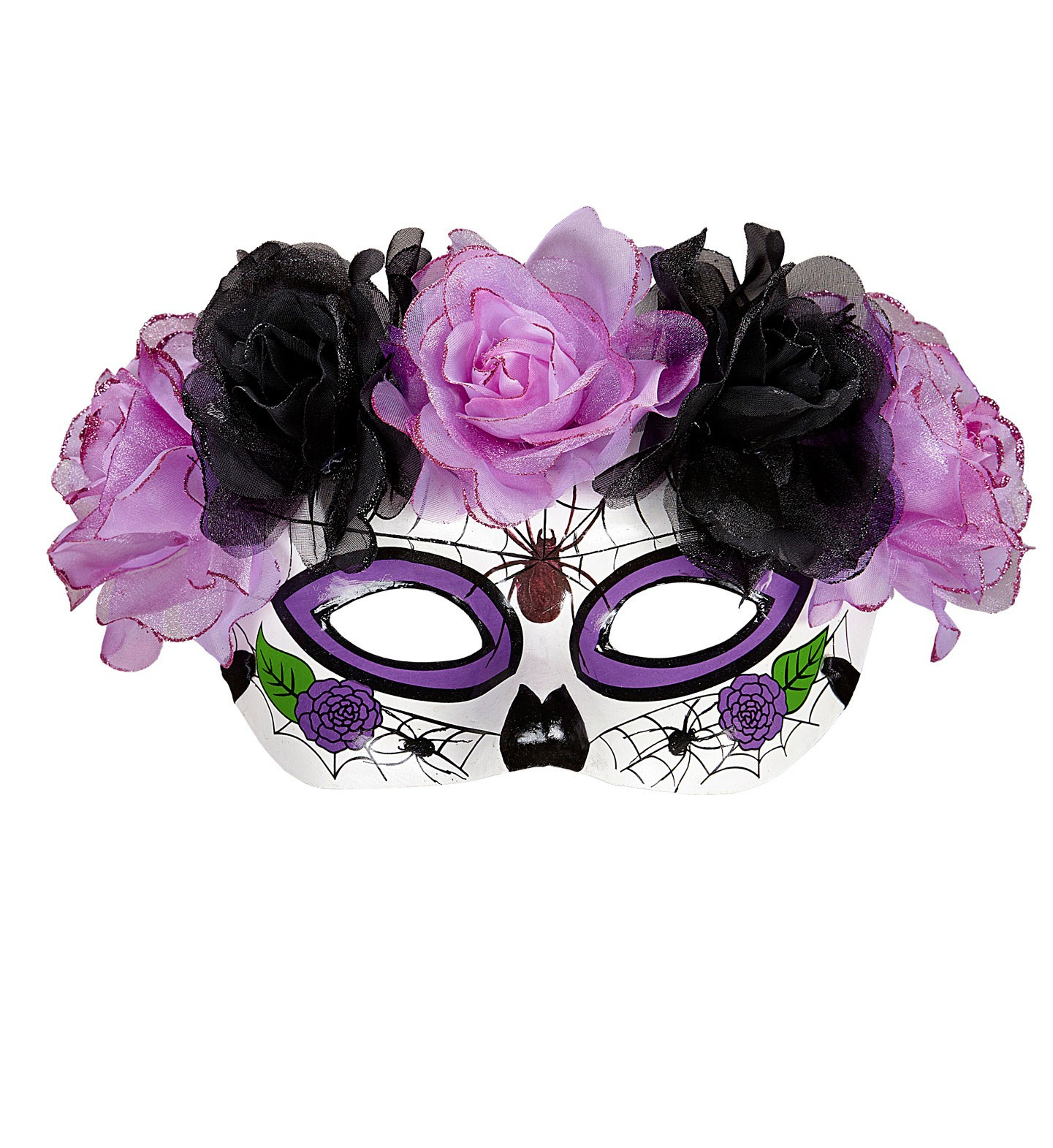 Acapulco Eye Mask Dia De Los Muertos Mit Lila / Schwarzen Rosen