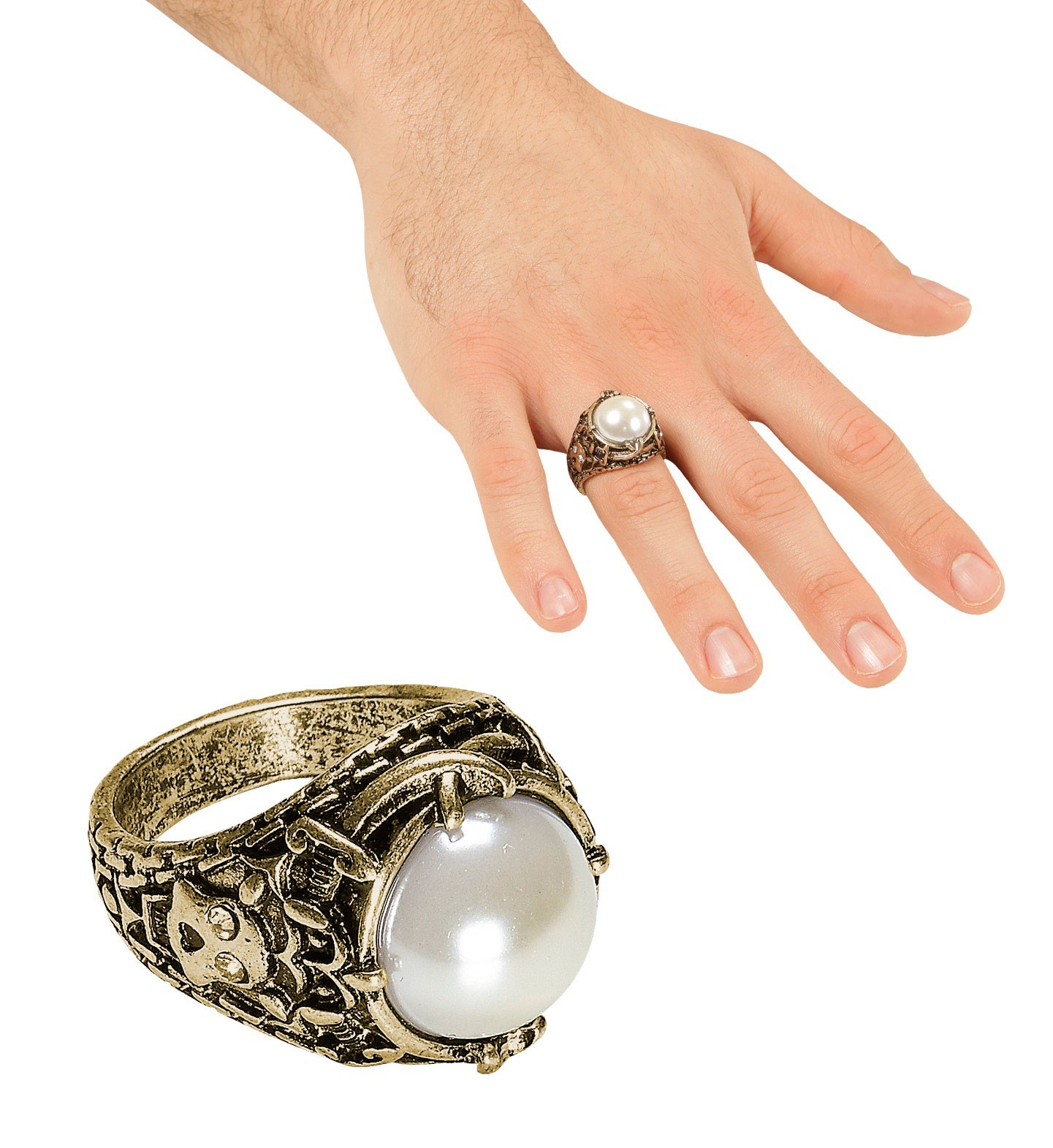 Dicker Goldener Ring Mit Perle