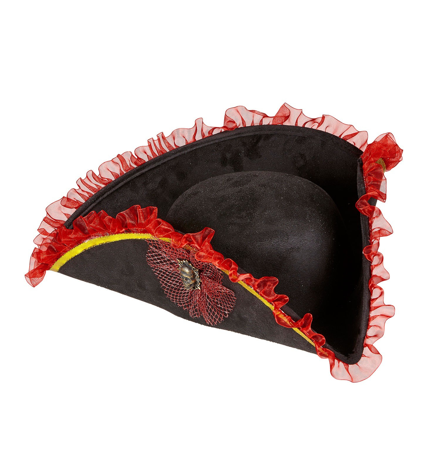 Rotschwarzer Luxus-Tricorn-Pirat