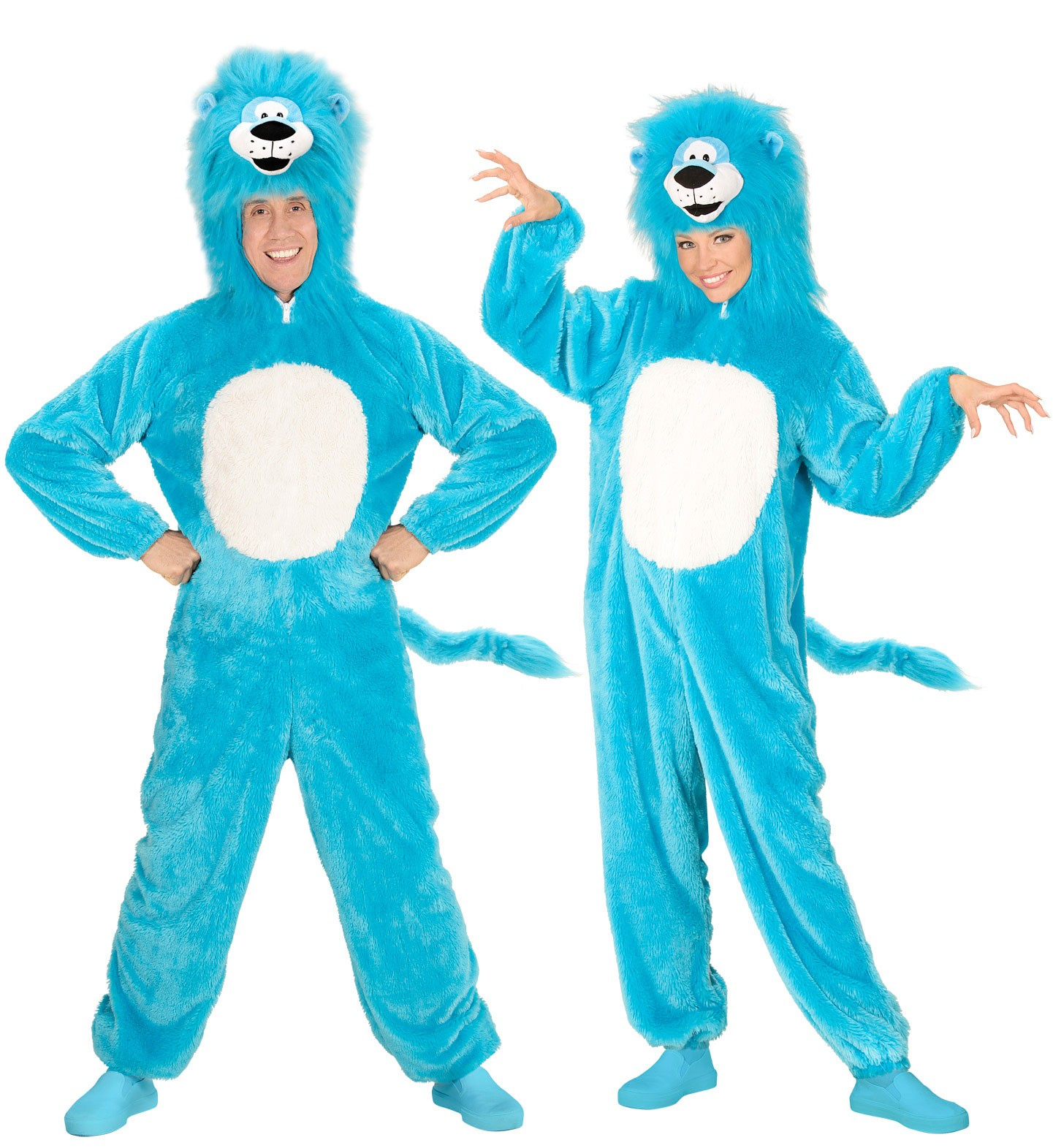 Tiere Onesie Plüschblauer Löwe Unisex Kostüm