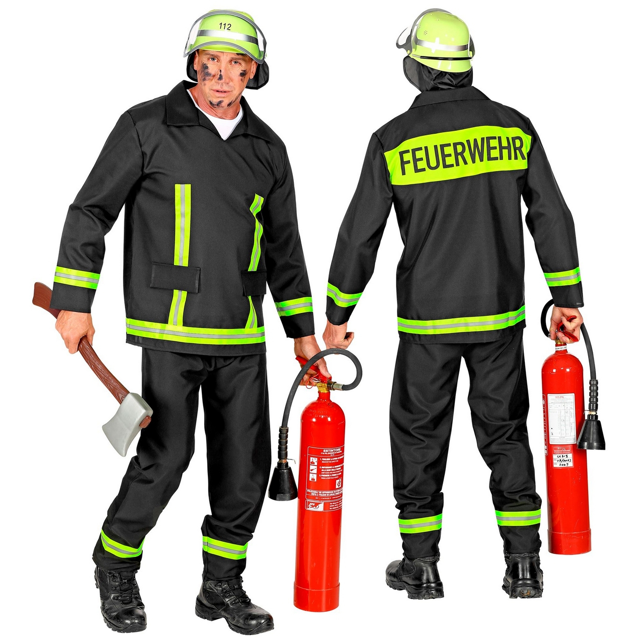 Feuerwehrmann Feuerwehrs Hoch Aufragende Flammen Herrenkostüm