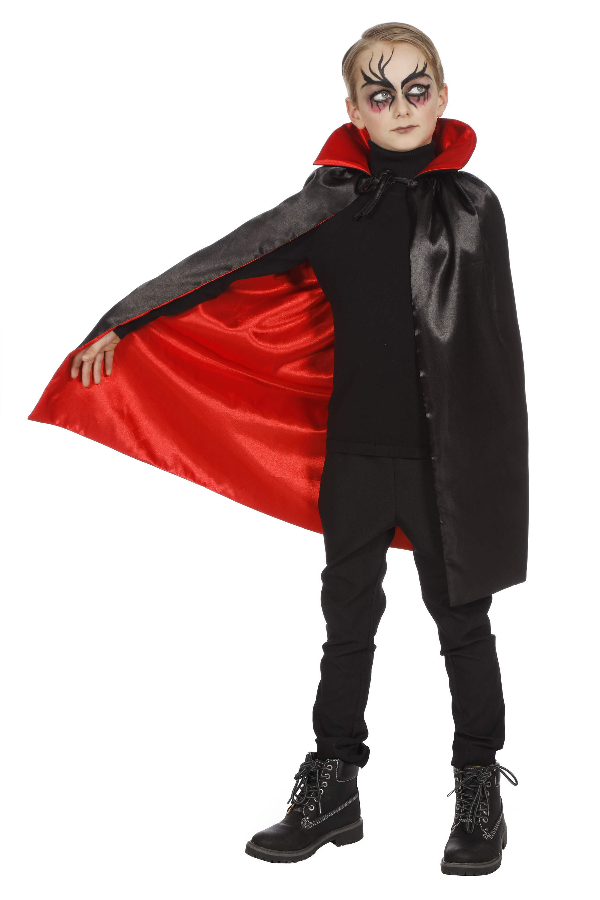 Dracula Cape Mit Kragen Schwarz / Rot