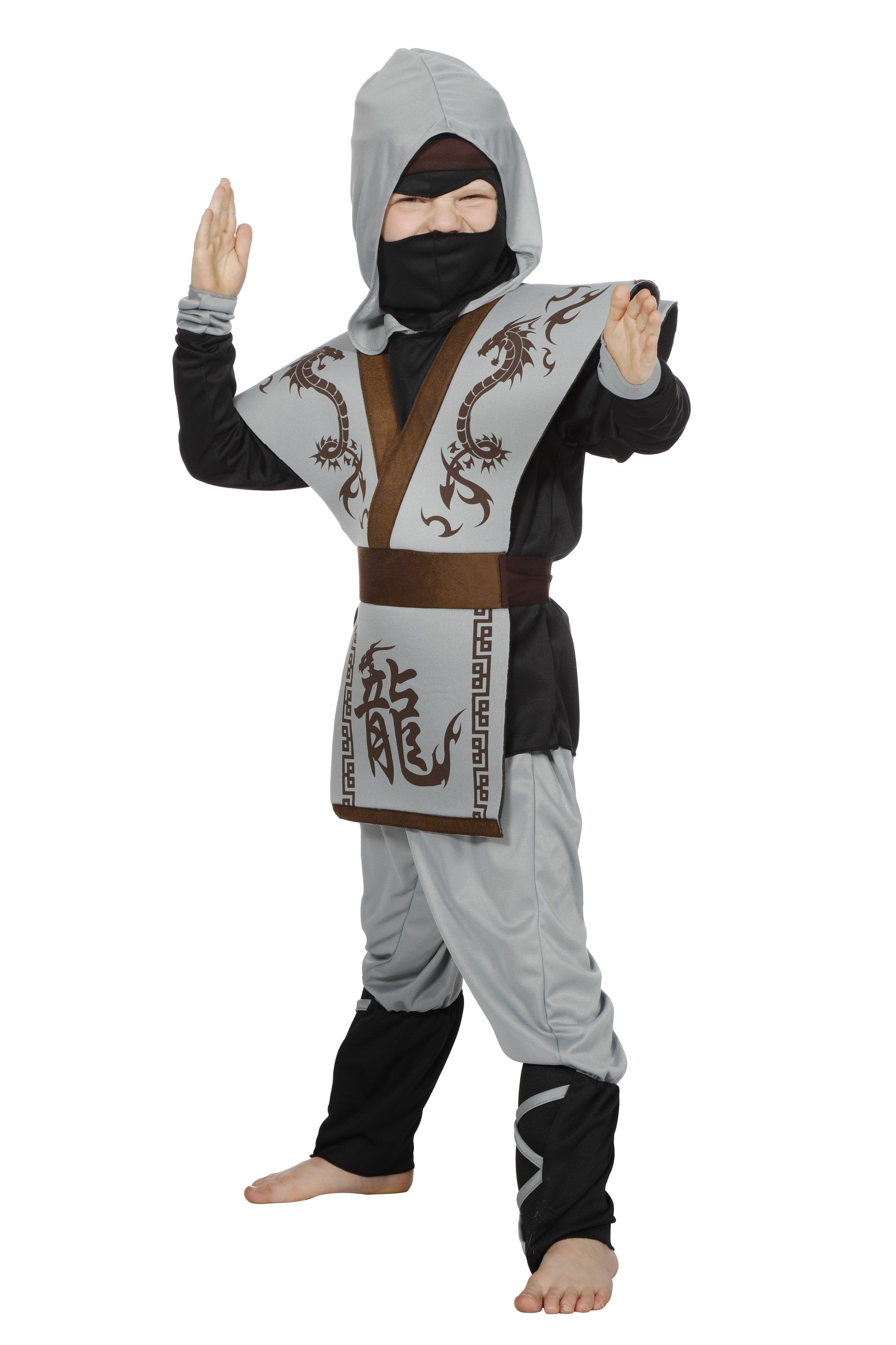 Ninja Dolle Dragon Grau Kostüm für Jungen