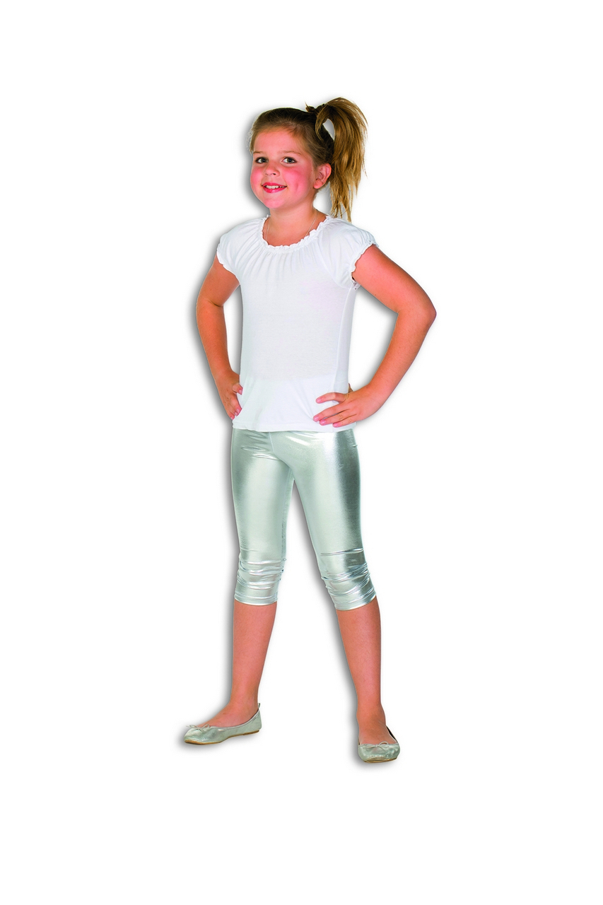 Silber Glitzer Leggings Disco Queen Mädchen