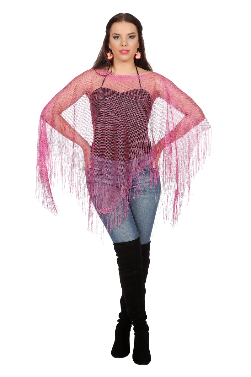 Poncho Netz Rosa Damen