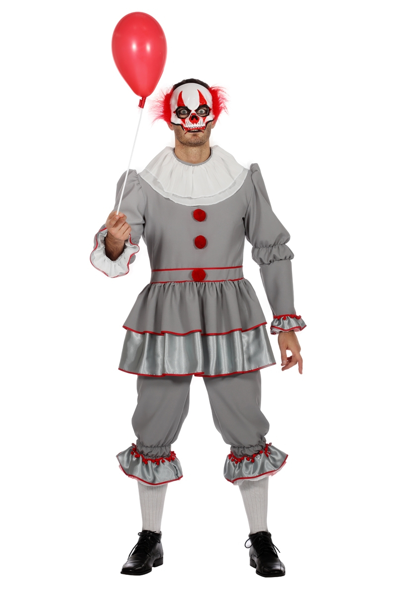 Grau, Schrecklich Grinsend Clown Halloween Herrenkostüm